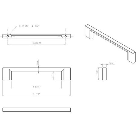 Jeffrey Alexander 128 mm Center-to-Center Matte Black Square Sutton Cabinet Bar Pull 635-128MB